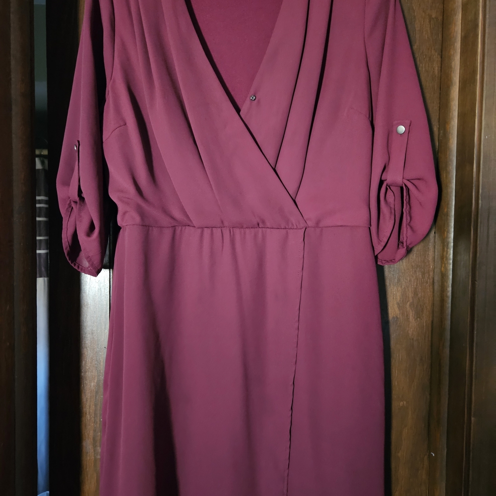 Monteau Deep Red Long Sleeve Dress